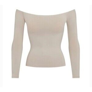 Skims Soft Smoothing Seamless Off The Shoulder Top Sz Medium Color Stone  NWOT